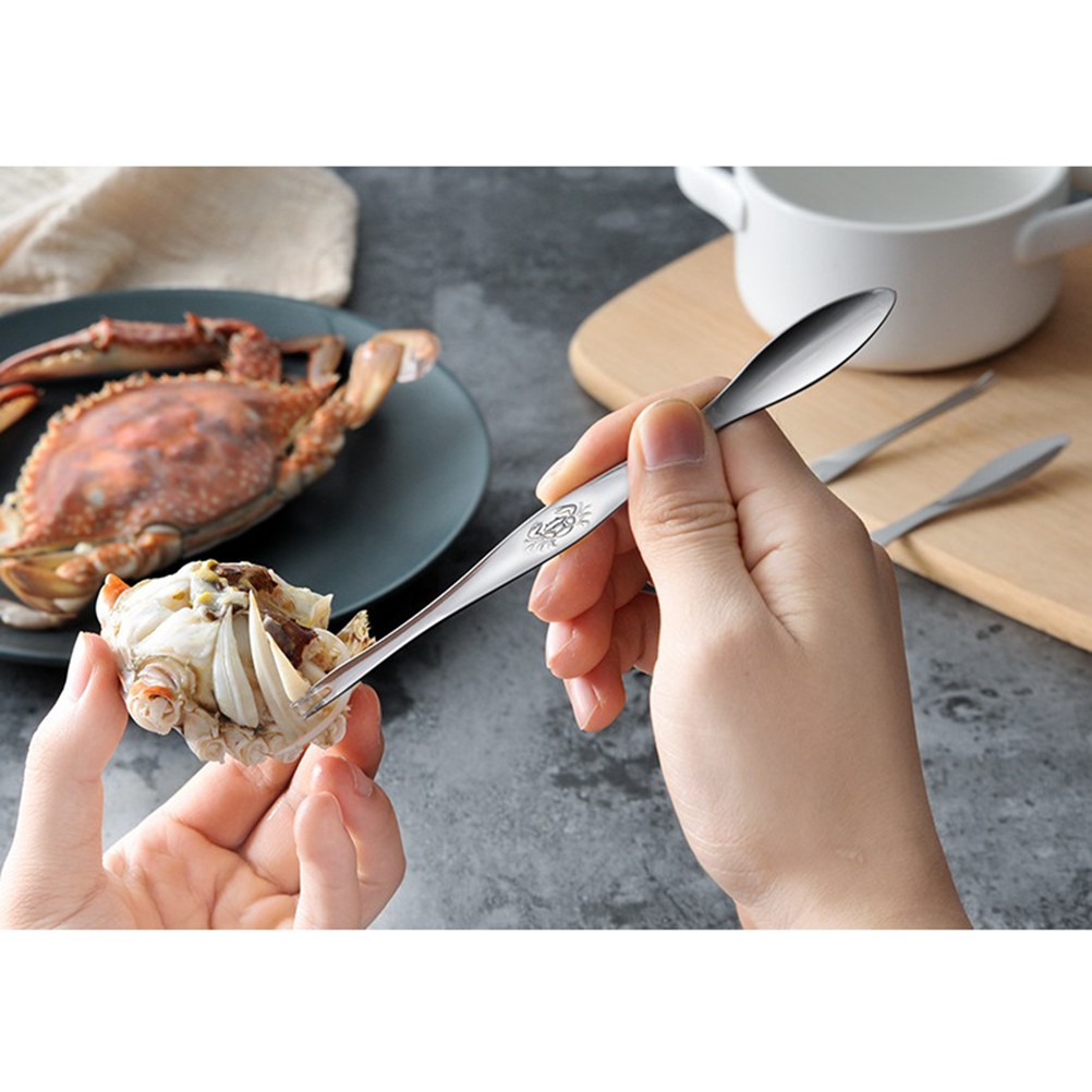 Stainless Steel Seafood Tools Crab Fork Spoon Crab Needle Multipurpose Meat Spoo