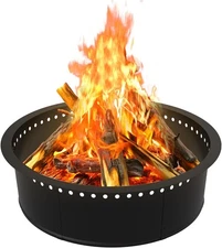 OUSHENG Smokeless Fire Pit Ring Outdoor, 33 Inch Outer 30 Inch Inner Round Wood 