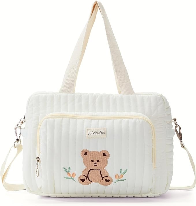 Small Diaper Bag Tote with Insulated Bottle Pockets & Stroller Straps for Moms