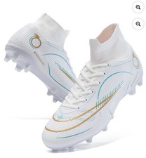 Kids Youth Football Soccer Turf Cleats Shoes White EU37 US 5