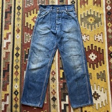 Vintage 1940s Blue Steel Kids Denim Jeans Sz 26 - Distressed