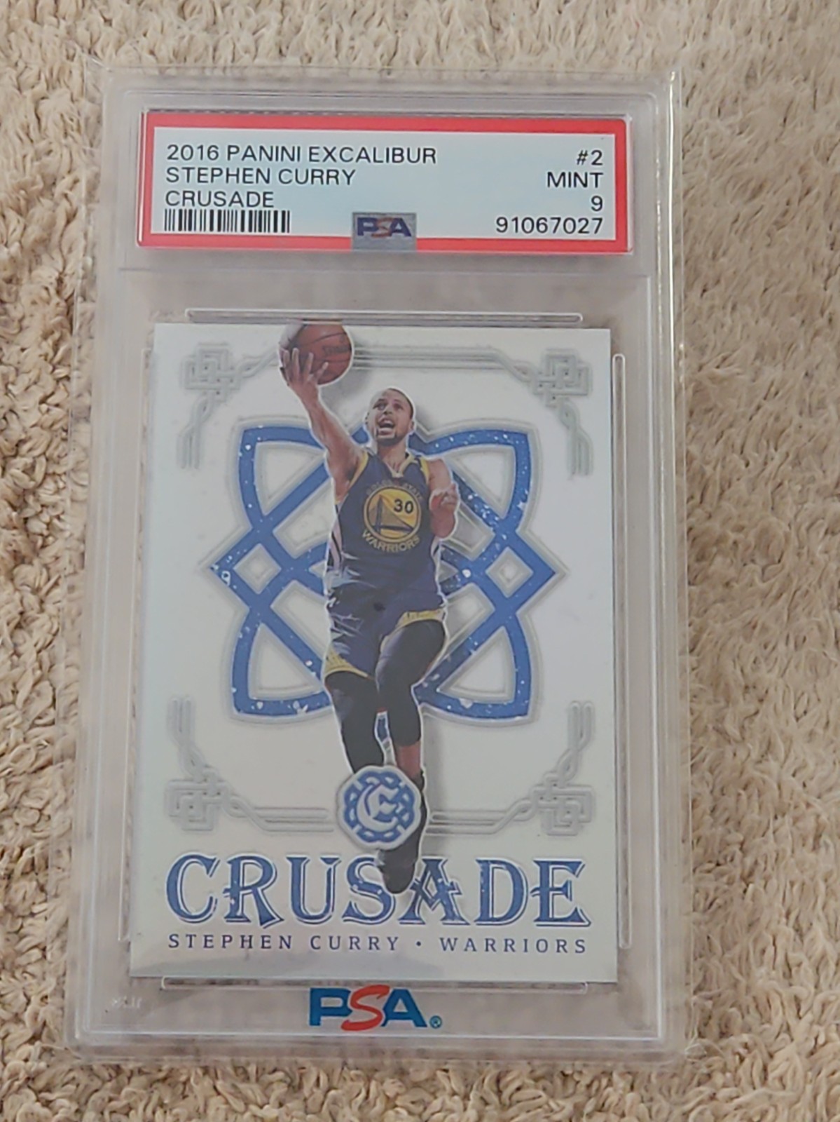 2016-17 Panini Excalibur CRUSADE STEPHEN CURRY Silver Prizm #2 PSA 9