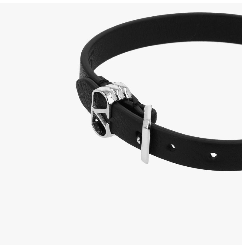 Valentino Garavani V Logo Leather Bracelet 151765798 thumbnail 4