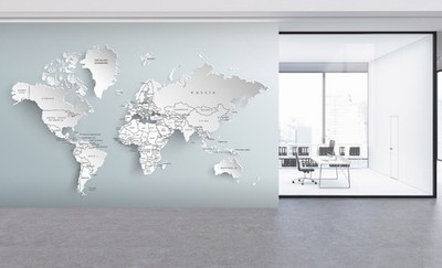 3D World Map A150 Wallpaper Wall Murals Removable Self-adhesive Amy
