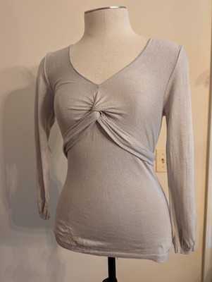 Vintage Ballet Knit Top Gray Wrap Minimalist Cashmere & Silk Y2K Limited XS