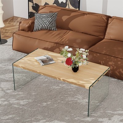 Rechteckiger Couchtisch Beinen Aus Gehärtetem Glas Beistelltisch für Wohnzimmer