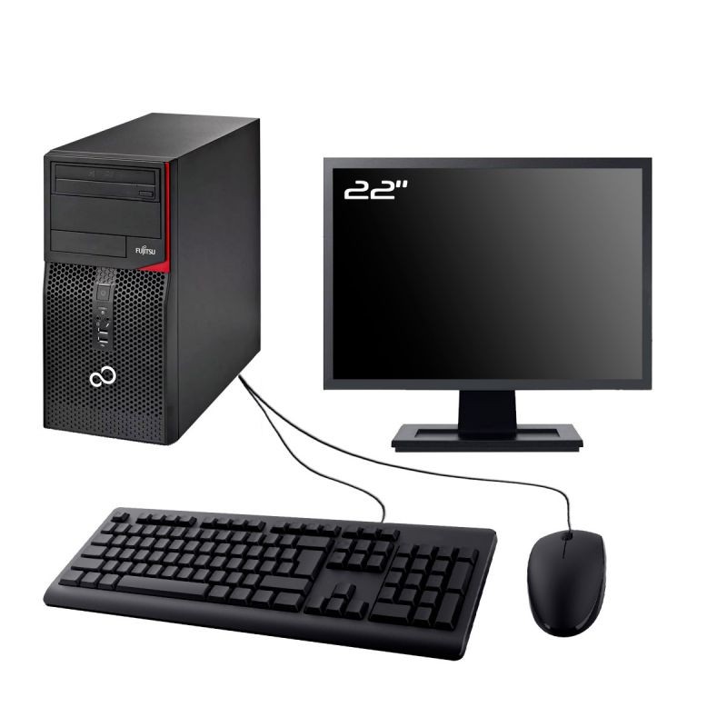 PC Fujitsu Esprimo P420 Tour Ecran 22" Intel I7-4770 RAM 16Go SSD 240Go W10 Wifi