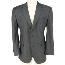 Jos A Bank Sport Coat Mens 42R Wool Gray Glen Plaid Jacket Blazer Signature Gold