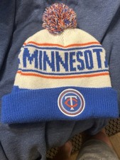Men's MLB Minnesota Twins Caribou Coffee Baseball Pom Pom Beanie Hat (BLUE) NWOT