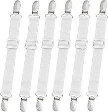 10 pcs Adjustable Bed Sheet Straps Clips Elastic Fitted Holder White 14-47 Inch