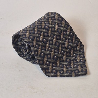 Courreges Homme Silk Tie Navy Blue Olive Brown