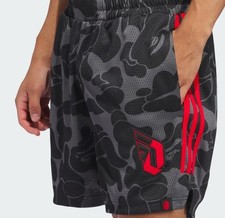 Mens BAPE X ADIDAS - a bathing ape DAME BAPE MESH black SHORTS Size XXL new