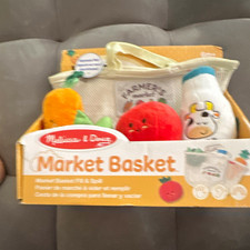 Melissa Doug Fill Spill Farmer's Market Basket Plush Play Food Set 6m