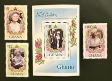 Ghana Stamps and Souvenir Sheet Mint Never Hinged Queen Elizabeth 85th Birthday