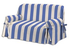 Copridivano Fodera Telo Protezione Divano Con Laccetti Fiocco Dis Riga Larga Blu