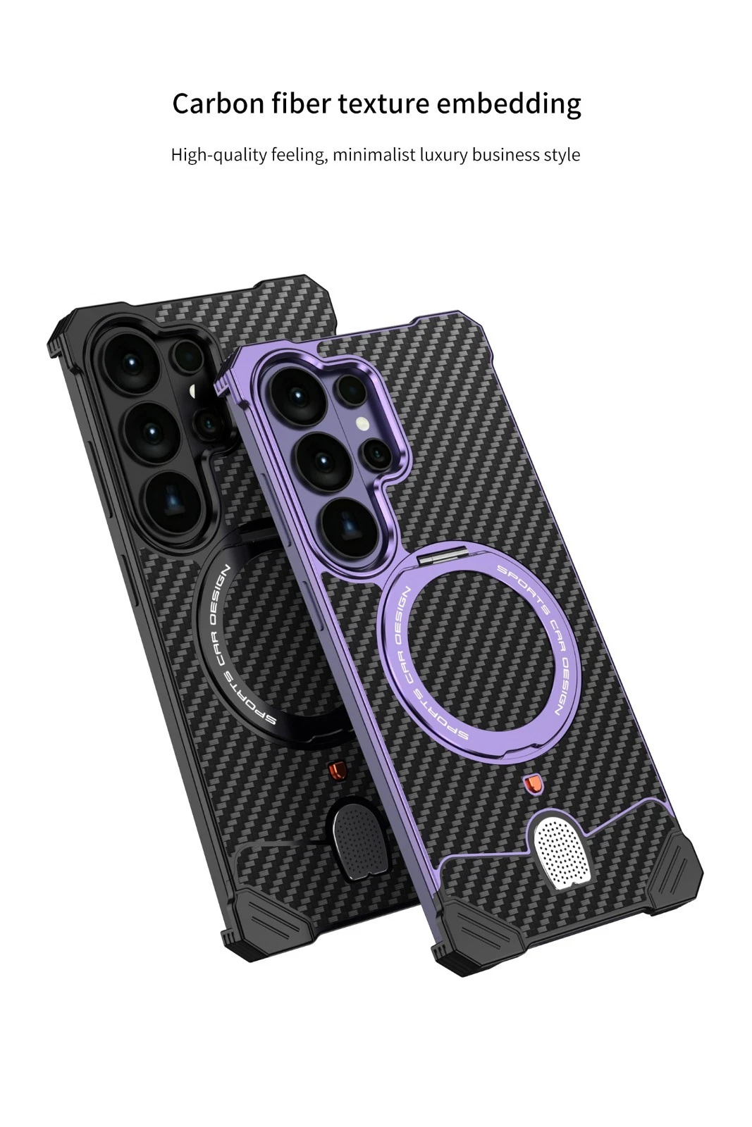 For Samsung S26 Ultra Magnetic Carbon Fiber Aluminum Metal Frameless Stand Case - 第 11/28 张图片