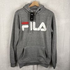 FILA Big Logo Hoodie Sweatshirt Pullover Gray Size Small NWT