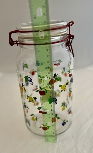 Vintage Anchor Hocking Fruit Pattern Clear Glass Food Storage Jar Canister - Picture 10 of 11