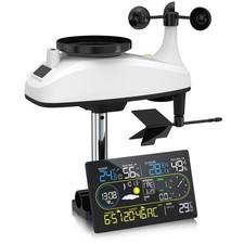 Brandson Wetterstation, 7 in 1 Außensensor, Wifi, mit App, Farbdisplay