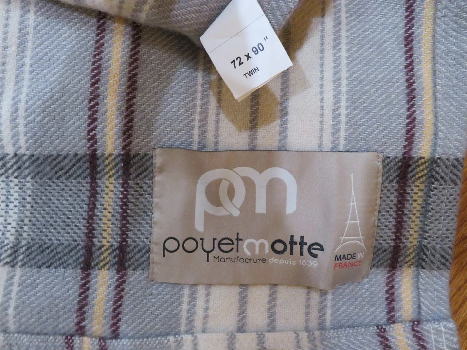 Poyet Motte Wool Blanket Made In France Twin Size 72" x 90" Plaid Multicolor EUC - Image 4 of 4