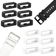 12Pcs Silicone Watch Band Keepers Black Strap Retainer Loops for 18 20 22mm Band