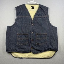 Vintage Roebucks Vest Mens XL Blue Denim Sherpa Lined Sears Western 70s 80s