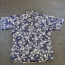 Ono & Company Liberty House Hawaiian Shirt Men XL Blue 1/4 Button Hibiscus Surf