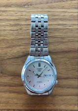 Seiko 5 SNK355 Silver Dial Automatic Day Date Exhibition Back Watch