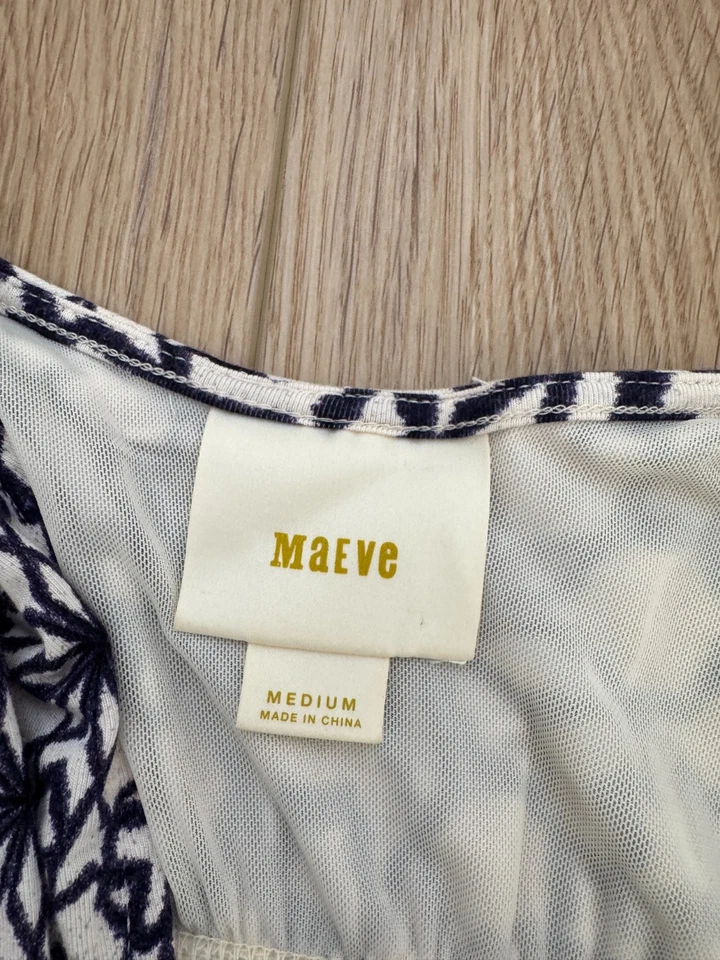 Maxi Vestido Anthropologie Maeve Mallorca Estampado Geométrico Jersey Tejido Talla M Foto 3 de 4