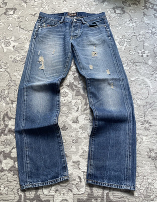 Energie Jeans blau Denim Baumwolle Straight Leg W32 L28 Five-Pocket Distressed