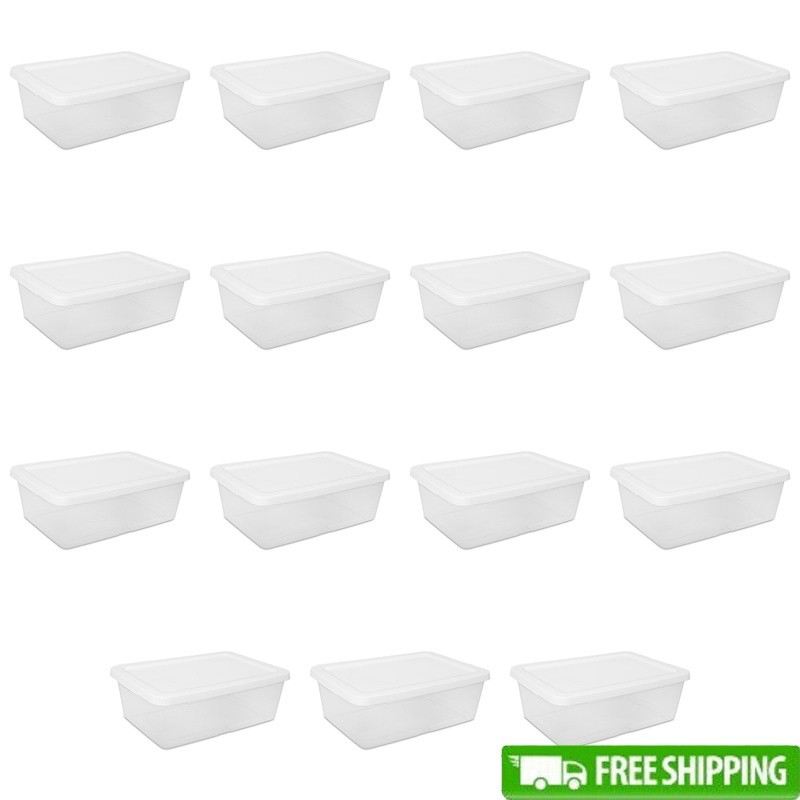 12 Qt Clear Stackable Plastic Storage Bins Set of 15 Organizers