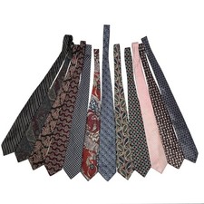 Mens Silk Tie Lot of 12 Neckties Assorted Name Brands Patterns
