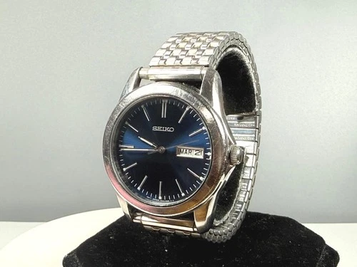 Seiko 7N43-0AM0 37mm Quartz Day Date Blue Dial Men's Watch New Battery