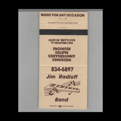Matchbook Cover Jim Radloff Band Eau Claire WI