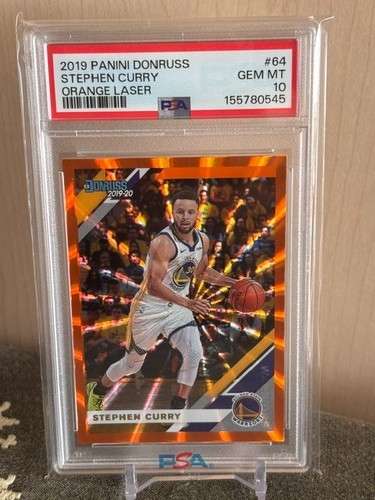 Stephen Curry 2019-20 Panini Donruss Orange Laser Insert Card #64 PSA 10 Low Pop