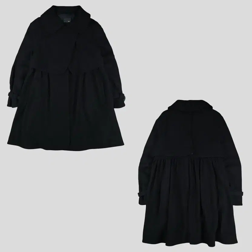Fendi Black Snap Button Flare Wool Coat Made in Italy