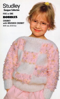 Studley Knitting Pattern 1479 Bobbles, Brushed Chunky Child's Sweater 22-32