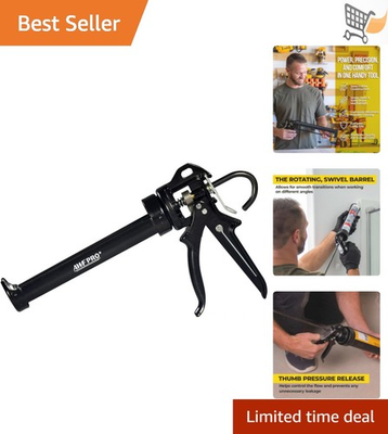 #ad Heavy Duty Caulk Gun Steel 18:1 Thrust Rotating Barrel Dripless Pressure Release $36.98