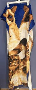 Vintage Cat Beach Towel, Kaufman Veloured Cotton NEW  30” X 58”