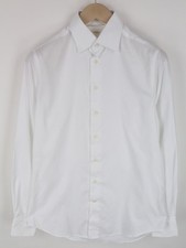 SUITSUPPLY Traveller Men's Shirt 37/14.5 Slim White Cotton Long Twill 