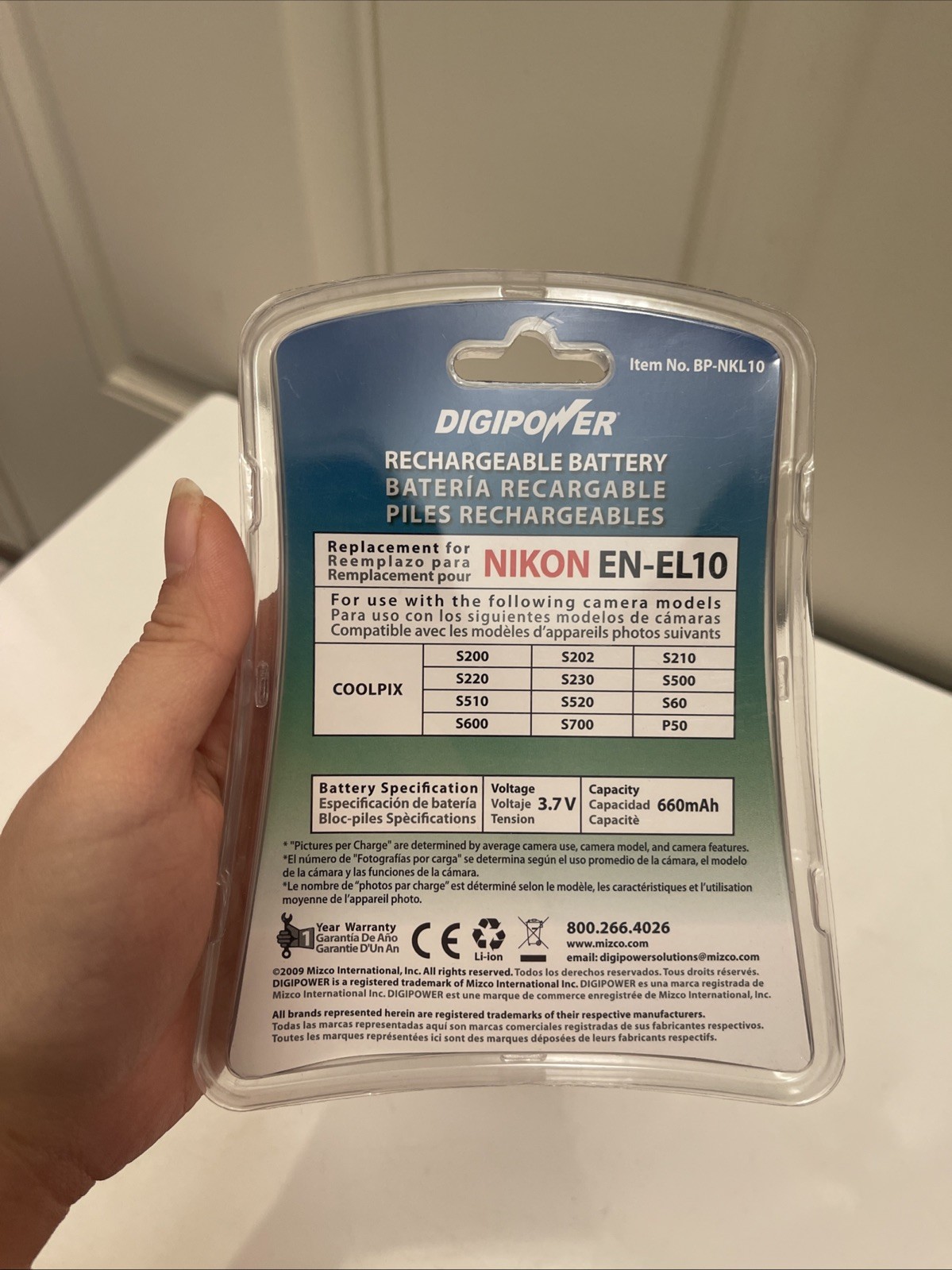 Digipower Rechargeable Battery Replacement for Nikon EN-EL10 Coolpix Cameras