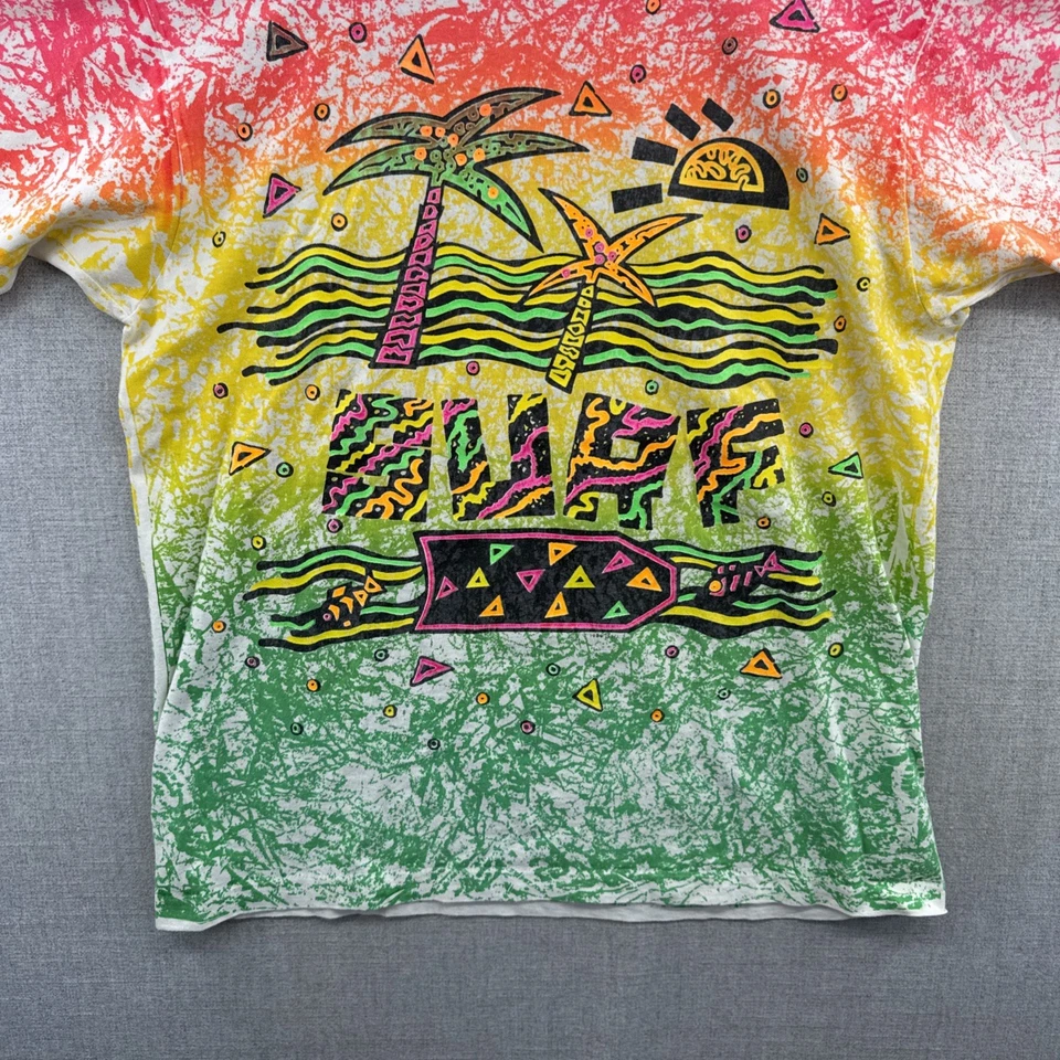 Camisa DE COLECCIÓN Surf Mania XL 1980 Tabla de Neón Puntada Única Hippie Hawaiana EE. UU. Foto 4 de 4