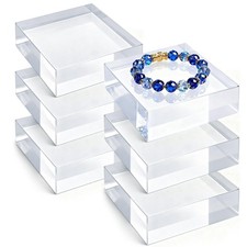 6 Pieces Acrylic Square Display Block, 3 x 3 x 1 Inches Clear Polished Acryli...