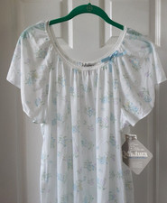 New Vintage Collections 1X Nightgown Floral Montgomery Ward White/Blue Bow USA
