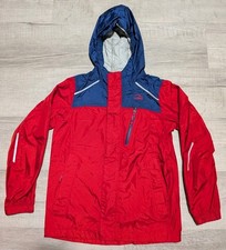 LL Bean Jacket Youth Boys Size 8 Small Red Blue Trail Model Rain Coat Hooded Tek