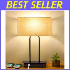3-Way Dimmable Touch Lamp with USB Ports - LED Bulb Included