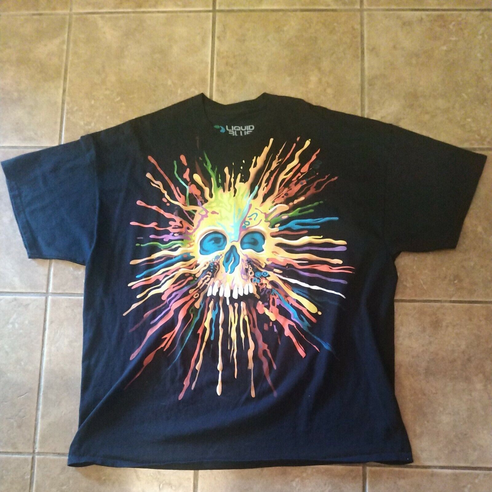 Rare Liquid Blue Exploding Psychedelic Hippie Sku… - image 2