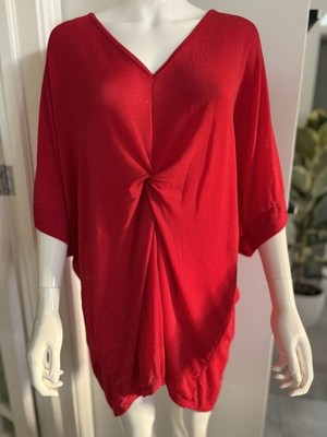 Italy Moda Ladies Oversized Tunic Knot Glitter Party Long Sparkle Top One Size