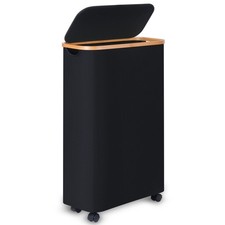 Slim Laundry Basket with Wheels,Narrow Hampers for Laundry,Freestanding Laund...