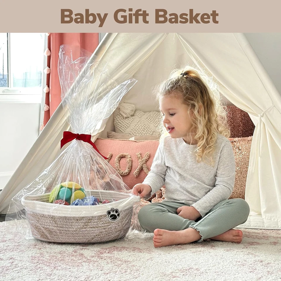 Cesta de juguetes para perros pequeña cesta de regalo para bebé, cestas de almacenamiento tejidas para perro gato, Nu Foto 3 de 4